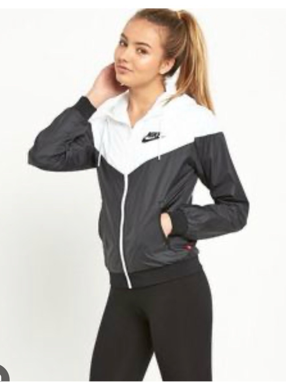 Nike Women’s Black and White Colorblock Bomber Jacket
